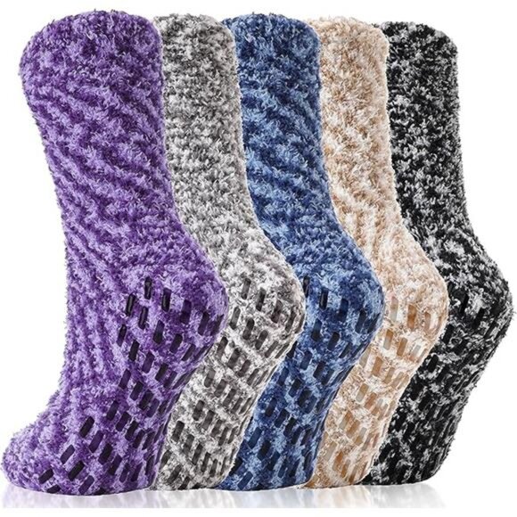 Non Slip Fuzzy Grip Socks for Women Hospital Slipper Grippers Warm Cozy Thick - Picture 7 of 7
